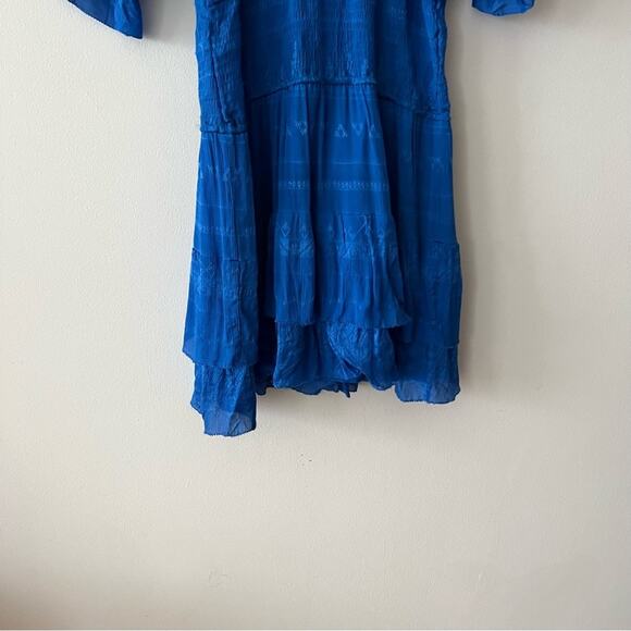 IRO Stacy Blue Jacquard Smocked Mini Dress - Picture 5 of 10
